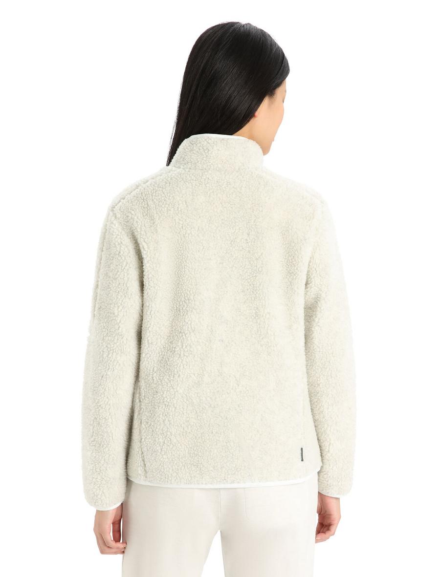 Sweat À Capuche Icebreaker RealFleece™ Merino High Pile Long Sleeve Zip Femme Blanche | FR 1663JPQJ